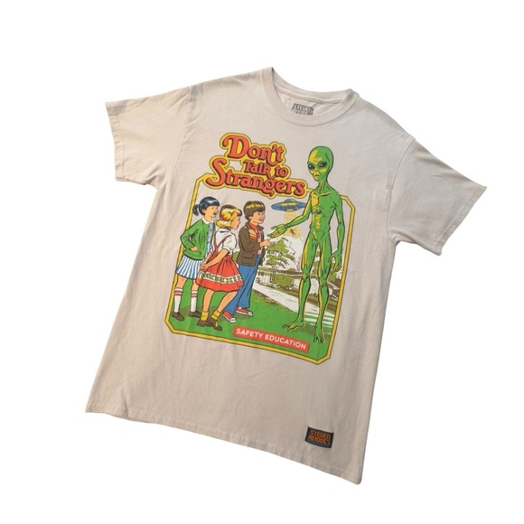 Steven Rhodes Don’t Talk To Strangers Graphic Cotton T-shirt Men’s Medium - Picture 2 of 9